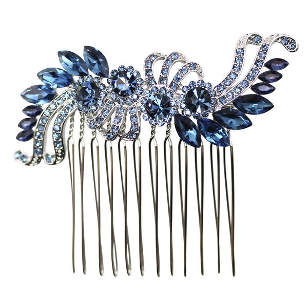 Faship Navy Blue Crystal Hair Comb
