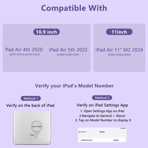 MMK for iPad Air 11 inch (M2) 2024 & iPad Air 5th 4th Generation Case with Keyboard 10.9 Inch, for iPad Case with 7 Colors Backlit Bluetooth Keyboard,Keyboard Cover with Pencil Holder, Clove Purple