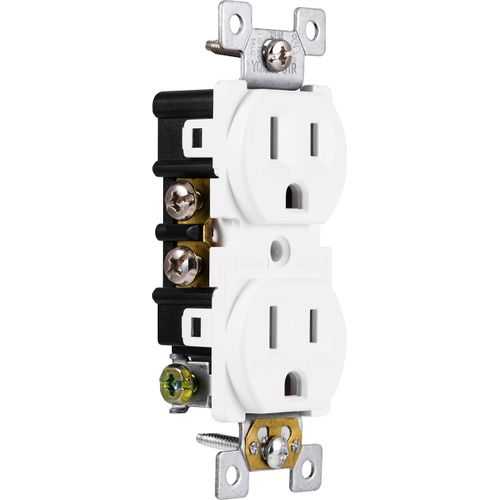 GE Grounding Duplex 5 Pack, in Wall Receptacle, Tamper Resistant, 3 Prong Socket, Easy Install, 15 Amp, UL Listed, White, 41869