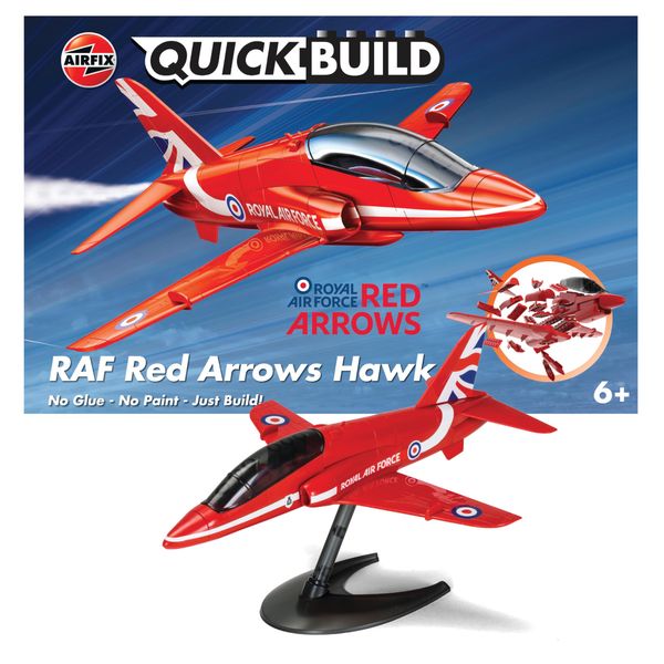 Airfix J6018 Quickbuild Model Airplane Kits for Adults & Kids - Red Arrows Hawk - Fighter Plane Plastic Model Kits, Block Building Sets, Snap Together Aircraft Models, Engineering Toys for Gifts