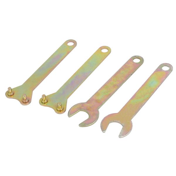 sourcing map Angle Grinder Spanner Wrench Lock Nut Hand Tool Bronze Tone 112mm Length 4 in 1 Set