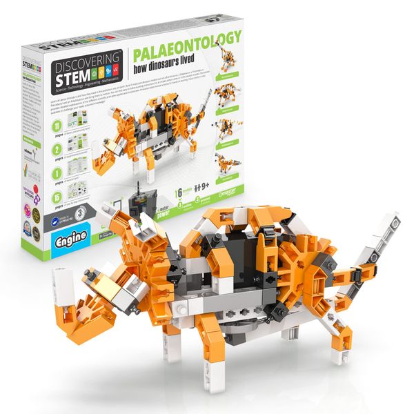 Engino- STEM Toys, Learning About Dinosaurs, Educational Toys for Kids 9+, STEM Projects for Kids, Gifts for Boys & Girls (5 Motorized Models)