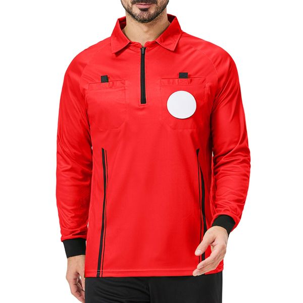 CUTIEHON Soccer Referee Jersey, Long Sleeve Official Pro Soccer Referee Shirt, Featuring a Badge Holder & Pockets