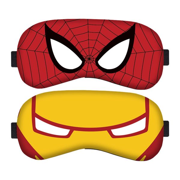 2 pcs Superhero Eye Mask ATVOYO-Spider-Man Eye Mask 3D Printed Cartoon Eye Mask with Elastic Strap Soft Fluffy Sleep Hood Boys Girls Children Sleep Travel Eye Mask