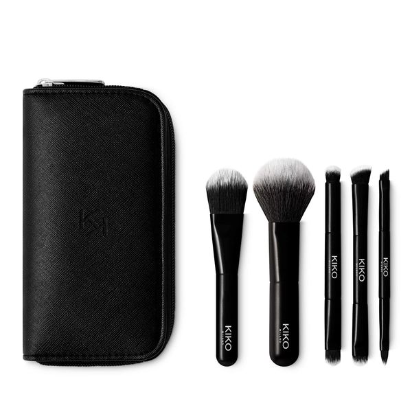 KIKO Milano Travel Brush Set | Reise-Pochette Mit 5 Professionellen Pinseln