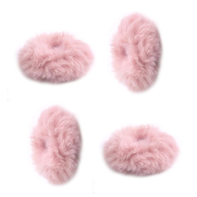 4pcs Fluffy Hair Scrunchies, Soft Fluffy Artificial Rabbit Fur Hair Scrunchies Velvet Hair Cute Bands Hair Accessory for Women, Girls (Pink)