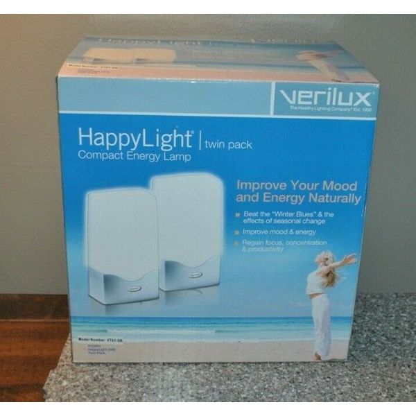 Verilux Happy Light Twin Pack Model VT01-SB Compact Energy Lamp New in box