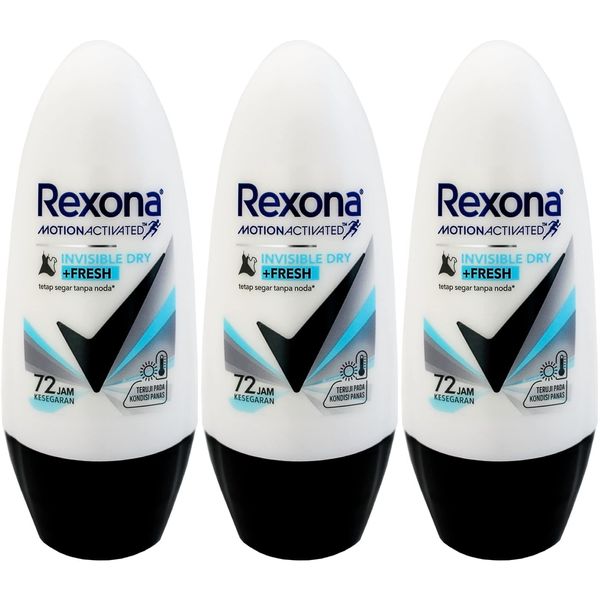 Rexona Lexona Women's Deodorant Roll On Invisible Dry Fresh 1.6 fl oz (45 ml) x 3 Packs