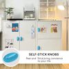 Elistonie 6 pack ABS Self-Stick Instant Cabinet Knobs Drill Free Drawer Knobs Helper with Adhesive Plastics Pulls for Windows Wardrobes Cupboard Peel and Stick Knobs (Oval, Blue)