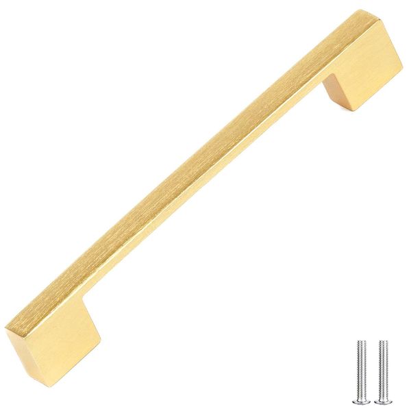 Decoranddecor Dimora D-Shape Cupboard Handles | Rectangular Kitchen Handles for Cupboards | Cabinet Pulls - 160mm, Matt Gold