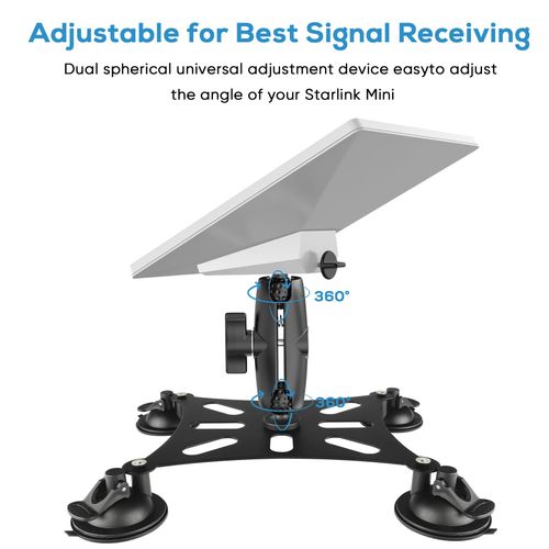 Starlink Mini Mount,Starlink Mini Roof Mount with Strong Suction Cup,Starlink Mini Mounting Kit,Starlink Mini Car Mount for Sunroof/Front/Rear Window/Roof,Adjustable Starlink Mini Suction Cup Mount