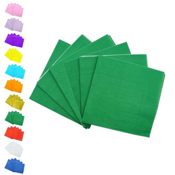 33cm Green Paper Napkins,20PCS Green Serviettes Napkins Solid Colour Paper Napkins for Party,2 Ply Beverage Luncheon Decorative Soft Paper Dinner Napkin Cocktail Napkins for Bar,Restaurant