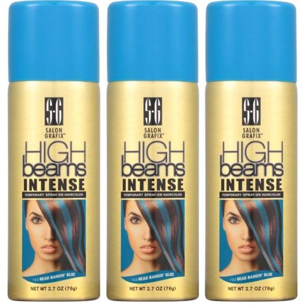 High Beams Intense Temporary Spray-On Hair Color - Headbangin Blue 2.7 oz (3 pack)