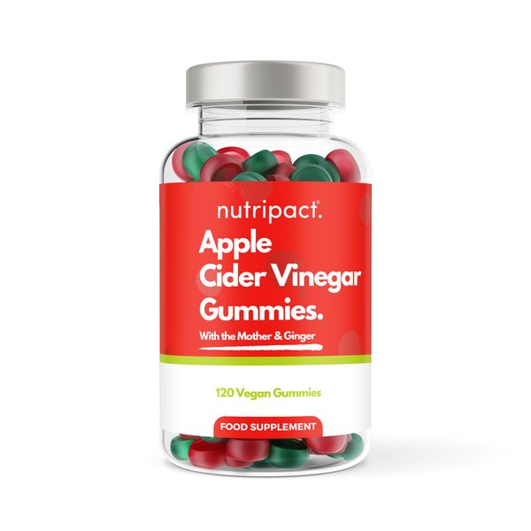 Apple Cider Vinegar Gummies - 500mg ACV per Serving - 120 Gummies - Enhanced with The Mother & Ginger Extract - Vegan, Vegetarian & Gluten Free