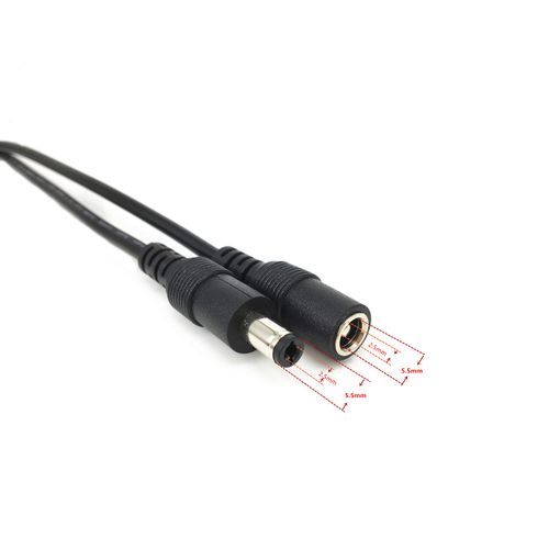 2pcs 16.4ft Black 5.5mm x 2.5mm DC Plug Extension Cable DC Extension Cable Cord 12V 5.5mm x 2.5mm Barrel Male Plug Connector