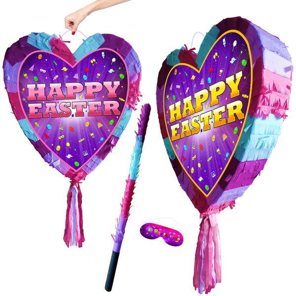 HAPPY EASTER Pinata with stick - Party fun game - Big 41cm x 38cm