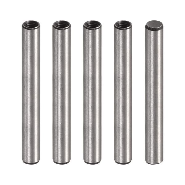 sourcing map M4 Internal Thread Dowel Pin 5pcs 6x40mm Chamfering Flat Carbon Steel Cylindrical Pin Bed Bookshelf Metal Devices Industrial Pins