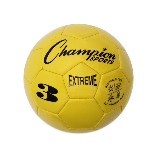 Champion Sports Extreme Series Soccer Ball, Size 3 - Youth League, All Weather, Soft Touch, Maximum Air Retention - Kick Balls for Kids Under 8 - Competitive and Recreational Futbol Games, Yellow