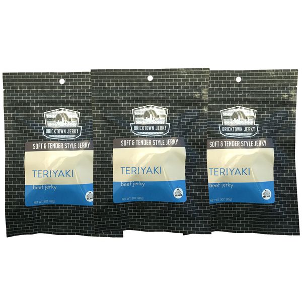 Teriyaki Soft and Tender Style Best Beef Jerky - 3 PACK - Try Our Best Tasting Soft Beef Jerky - 7.5 total oz.