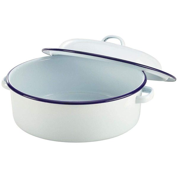 Falcon N60520 Enamel Roasting Dish Roaster Self Basting with Lid 20cm Round Oven Baking Tray Casserole