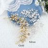 Handcess Bride Wedding Crystal Headband Silver Flower Pearl Headpiece Leaves Rhinestone Bridal Hair Accessories for Women and Girls (Silver)