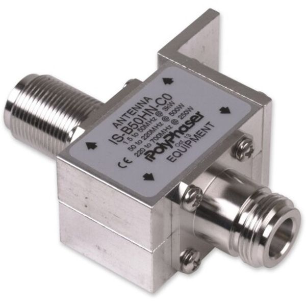 Polyphaser IS-B50HN-C0 Bulkhead Lightning Arrestor, 1.5-700 MHz, N-Type F/F