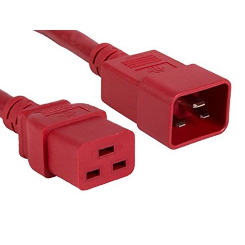 Cable Leader 2ft 12 AWG 20A 250V Heavy Duty Power Cord (IEC320 C20 to IEC320 C19), Red