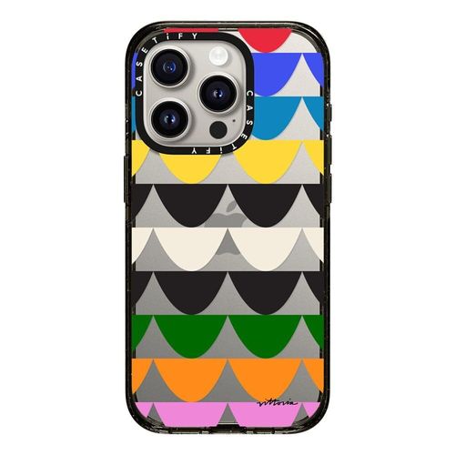 CASETiFY Impact Case for iPhone 15 Pro [Slim / 8.2 ft. 4X Military Grade Drop Protection/Wireless Charging Compatible] - Aces by Amber Vittoria - Clear Black