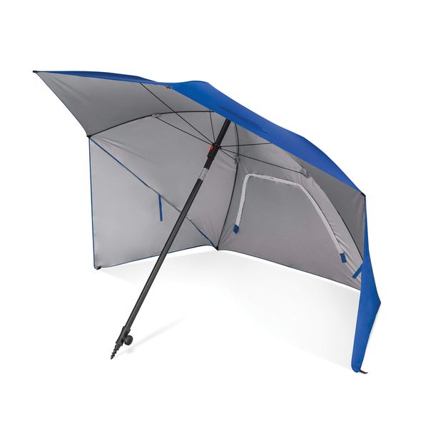 Sport-Brella Ultra SPF 50+ Angled Shade Canopy Umbrella for Optimum Sight Lines at Sports Events (8-Foot), Blue