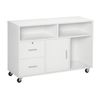 Printer Stand Home Office Mobile Cabinet Organizer Desktop Storage, White