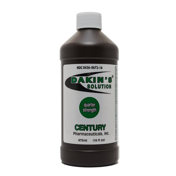 Century Pharmaceuticals 0436-0672-16 Dakin's Solution-Quarter Strength Sodium Hypochlorite 0.125% Wound Therapy for Acute and Chronic Wounds