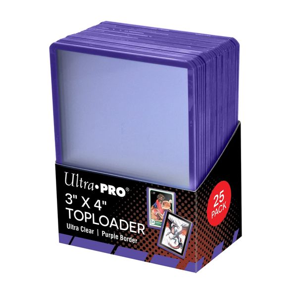 Ultra PRO - 3x4 Purple Border Toploaders 25ct. - Toploaders for Cards with Card Sleeves, Protect Baseball Cards, Sorts Cards & Collectible Trading Cards, Pairs well with Ultra PRO Card Sleeves