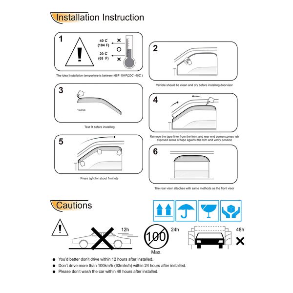 Laprive Auto 4pcs for 07-14 Yukon Sun Rain Guard Window Visors
