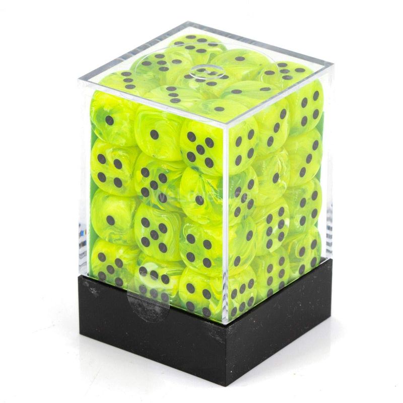 CHX: Vortex 12 Bright Green/black - Würfelsets 12 W6 - Tactica Games GmbH