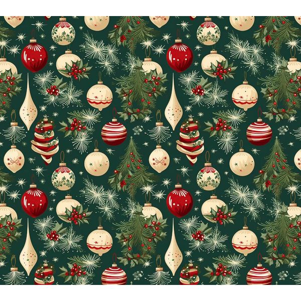 Christmas Green Bauble Pattern A4 Chocolate Transfer Sheet, Edible Decorating Sheet for White Chocolate (2 Sheets)