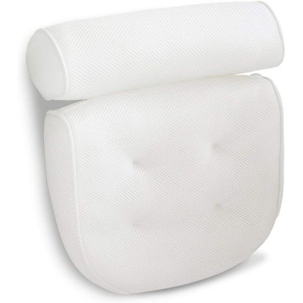 NEW Soft White Breathable Spa Bath Pillow 4D Air Mesh  Suction cups