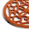 Cast Iron Trivet, Decorative Hot Pot Stand, Kitchen Table Protector (Orange)