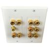 DIYTECH 5.1 Speaker Wall Plate, Home Theater, 1 RCA, Gold Plated Binding Posts
