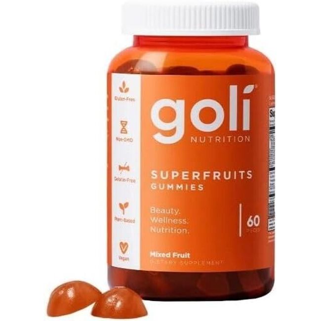 GOLI - Super Fruits Beauty - Helps Collagen, Vegan, Non-GMO - (60) Gummies