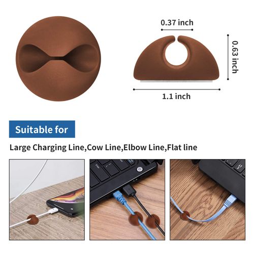 CHEFBEE 8 Pack Adhesive Cable Clips, Cable Cord Holder Organizer Management System for Desk, Wire Clips for All Your Computer, Electrical, Charging or Mouse Cord, Coffee