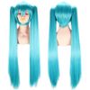 Double Ponytail Hatsune Miku Wig Anime Party Long Straight Wigs for Girl Lovely Synthetic Hatsune Miku Cosplay Wigs Lake Blue 100 cm/39 in