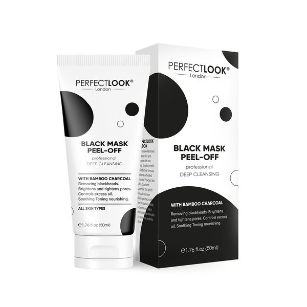 Perfect Look London Peel Off Face Masks, Intensive Purifier, Bamboo Charcoal Fighting Formula for Blackhead Removal and Deep Skin Clean, Carbon Activated for Maximum Cleansing