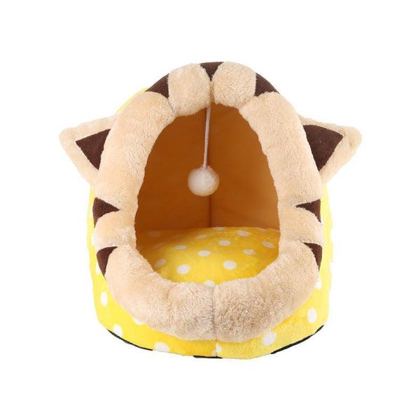 Cozy Retreat Cat Bed: Soft And Warm Indoor Pet House - Yellow / S