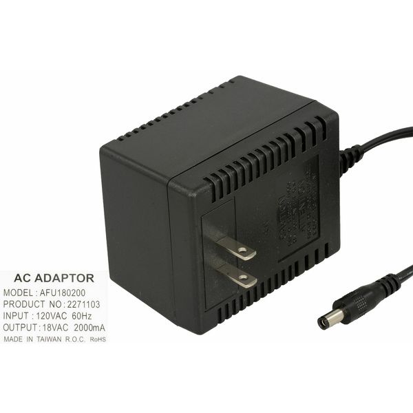 18 Volt AC 2000 mA 36 Watt Linear Wall Adapter 2.5mm Plug