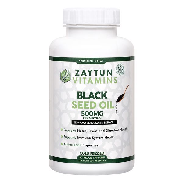 Zaytun Vitamins Halal Black Seed Oil Capsules, Premium Nigella Sativa, 90 Count