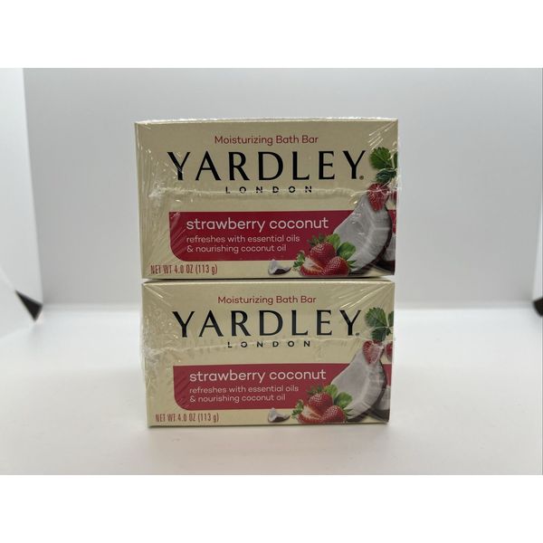 NEW 2x YARDLEY LONDON Strawberry Coconut Moisturizing Bath Bar