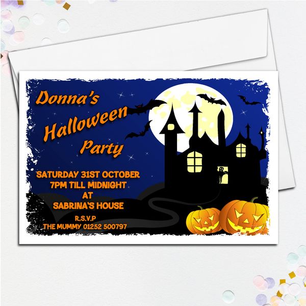 10 Personalised Halloween Party Invitations N3