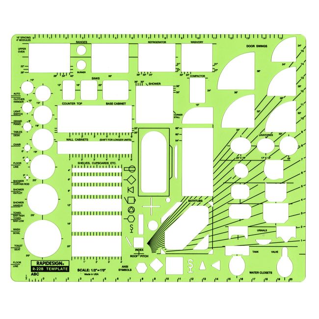 Rapidesign 1/2 Inch ABC Architect Drawing Template, 1 Each (R22B)