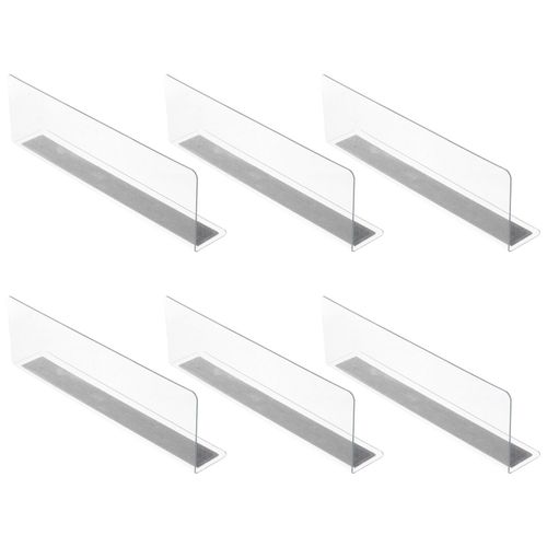 ULTECHNOVO 6Pcs Clear Shelf Divider Baffle, Closet Plastic Separator Shelf Merchandise Dividers for Bedroom Kitchen Office Supermarket Clapboard Organization (20X6X6CM)