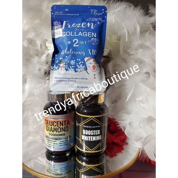 3pcs. glucenta Diamond, Booster whitening , Frozen Collagen. 💯 satisfaction.